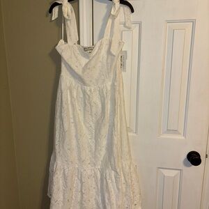 A. Calin by Flying  Tomato White shoulder Strap Midi lace Sundress boho